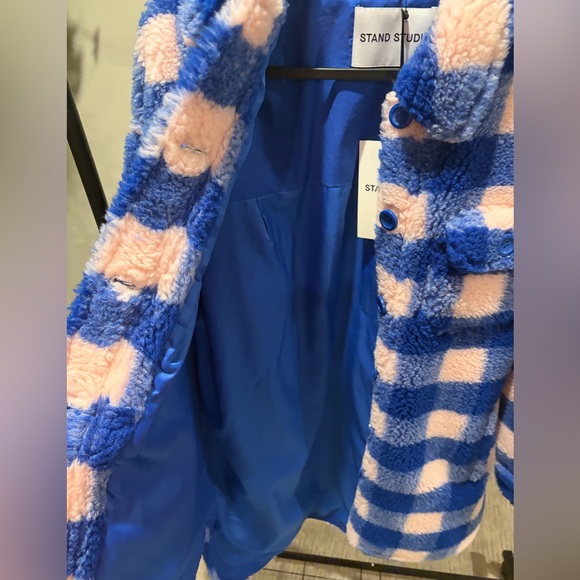 STAND Studio Blue & Pink Sherpa Teddy Coat - Picture 6 of 6